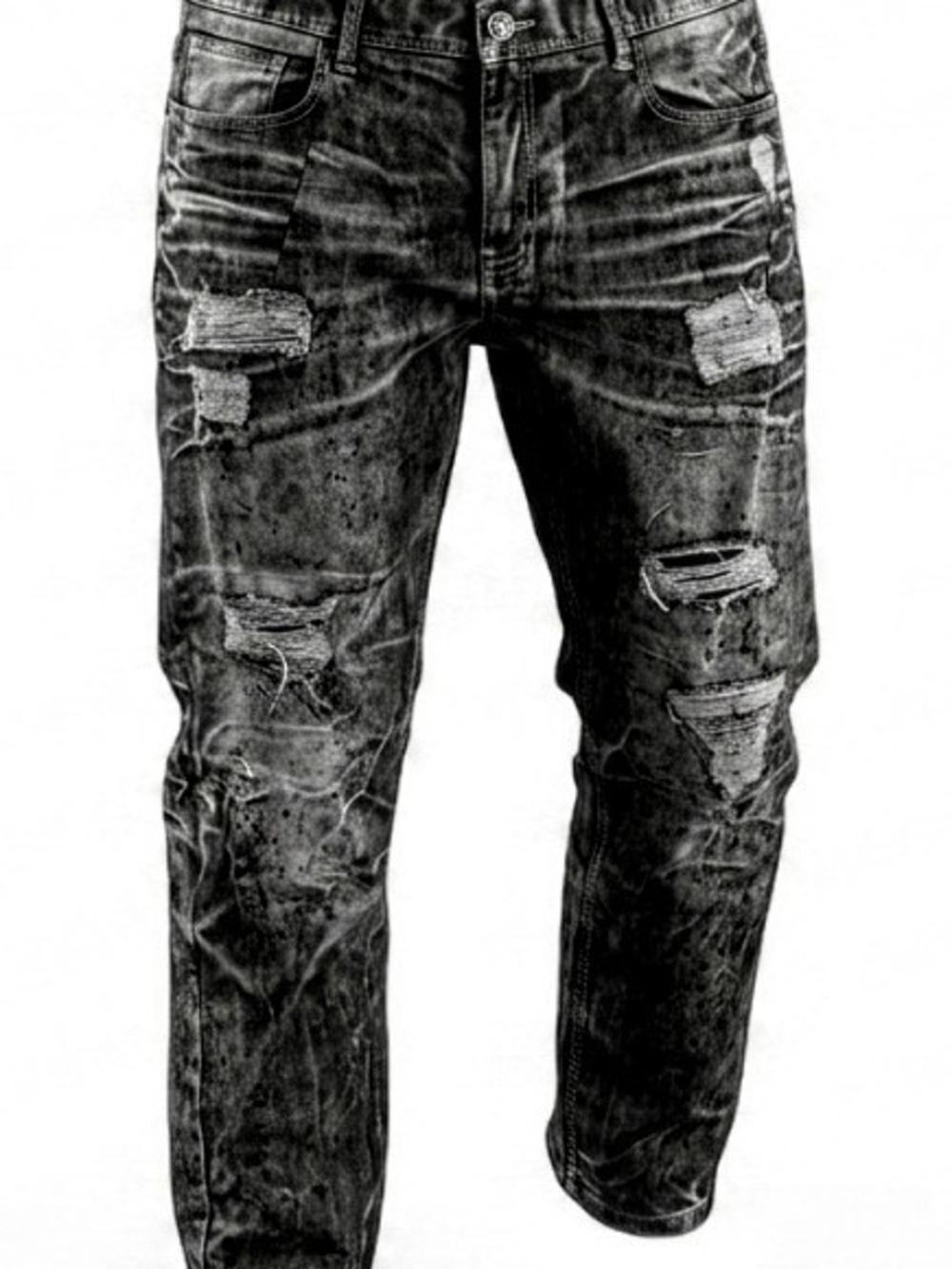 Jordan Craig Raphael Stacked Skinny Jeans Black Distressed 38x32